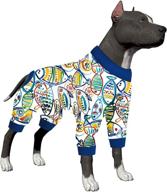 lovinpet large dog jammies: comfy lightweight stretchy fabric solarium outdoor cast 🐶 seaside prints dog jumpsuit for pet anxiety relief and easy wearing dog clothing логотип