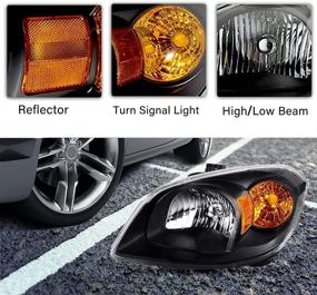 img 2 attached to High-Quality BRYGHT Headlight Assembly for 2005-2010 Chevrolet Cobalt / 2007-2009 Pontiac G5 / 2005-2006 Pontiac Pursuit (Black Housing & Amber Reflector)