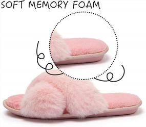 img 1 attached to Women'S Cross Band Furry Slippers Cozy Plush Open Toe Soft Memory Foam Indoor House Shoes