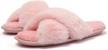 women's cross band furry slippers cozy plush open toe soft memory foam indoor house shoes logo