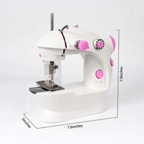 img 3 attached to Мини-швейная машина NEX для начинающих, портативная двухскоростная швейная машина с удлинительным столом, протектор иглы, набор швейных принадлежностей для детей, женщин, домашних хозяйств и путешествий