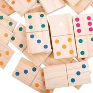 large outdoor dominoes set with vibrant dots - 28 oversized wooden tiles for fun lawn and yard games by gameland, 5.9 x 2.95 inches logo