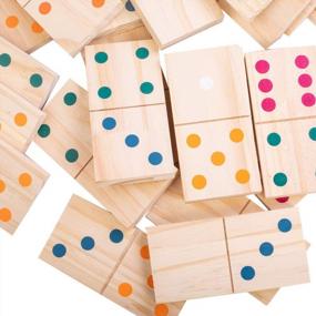img 4 attached to Large Outdoor Dominoes Set With Vibrant Dots - 28 Oversized Wooden Tiles For Fun Lawn And Yard Games By GAMELAND, 5.9 X 2.95 Inches