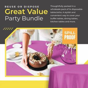 img 3 attached to Upgrade Your Party Decor With 14 Pack Of Purple Premium Round Tablecloths - 84 X 84 In. Disposable & Smooth Table Covers For Weddings And Parties
