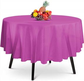 img 4 attached to Upgrade Your Party Decor With 14 Pack Of Purple Premium Round Tablecloths - 84 X 84 In. Disposable & Smooth Table Covers For Weddings And Parties
