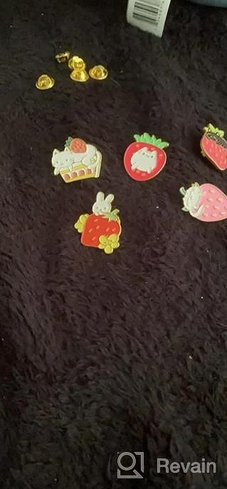 img 1 attached to Cute Strawberry Enamel Lapel Pins Set - Cartoon Fruit Rabbit Cat Brooches Pin Badges For Women Girls Clothing Backpacks review by Brian Evans