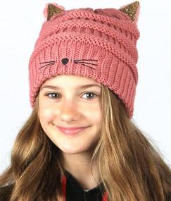 img 3 attached to MIRMARU Girls Winter Knitted Beanie Girls' Accessories ~ Cold Weather