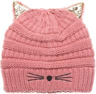 mirmaru girls winter knitted beanie girls' accessories ~ cold weather logo