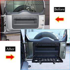 img 2 attached to 📦 Foldable Tailgate Table Cargo Shelf Storage, YIWANG Aluminum Alloy, Black, for Land Rover Defender 110 2020-2022