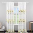 vogol white sheer curtains w/ sunflower embroidery - light filtering voile drapes for girls room, 52x63, summer logo