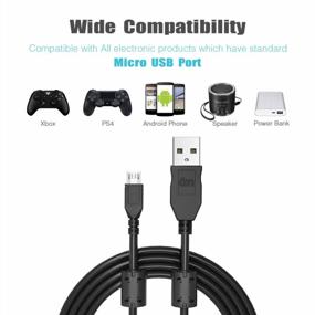 img 1 attached to 10Ft Long Micro USB Charger Cable For Sony Playstation 4, Xbox One And Kindle - Daugee Black Charging Cord For PS4 Controllers