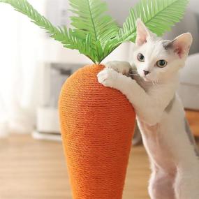 img 4 attached to 🐱 LOVELY CAVES Carrot Cat Scratching Post: Sisal Covered Cat Claw Scratcher Pole for Kittens & Cats - Furniture Scratch Post