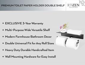 img 3 attached to Rustic Wrought Iron Toilet Paper Holder With Shelf - Handcrafted Double Roll Bar For Modern Farmhouse Bathroom Decor - Black Wall Mount Toilet Roll Organizer By RTZEN