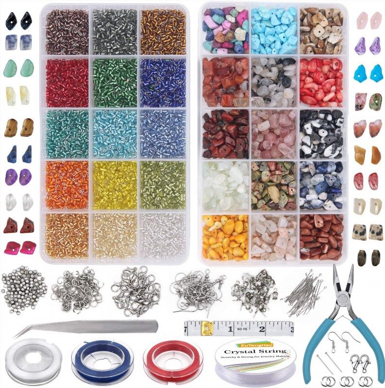 Inscraft Pony Beads, 4,600 Pcs 9mm Pony Beads Set in 27 Colors with Letter Beads, Star Beads and Elastic String for Bracelet Jewelry