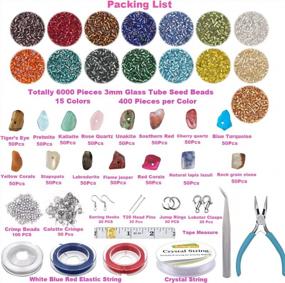img 2 attached to DIY Jewelry Making Kit With 7030Pcs Natural Gemstone Beads, Glass Bugle Seed Beads, Elastic String, Pliers, Lobster Clasps Jump Ring For Bracelet Necklace Earring