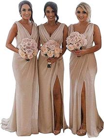 img 2 attached to 💃 CaraelM Chiffon Wedding Bridesmaid Dresses for Women - Elegant Clothing