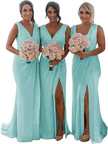 img 4 attached to 💃 CaraelM Chiffon Wedding Bridesmaid Dresses for Women - Elegant Clothing