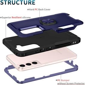 img 3 attached to 📱 Samsung Galaxy S22 Plus Case - Heavy Duty Full Body Shockproof Kickstand with 360° Ring Holder, Support Car Mount - Hybrid Bumper Silicone Hard Back Cover for Samsung S22 Plus 6.6" - Cyan