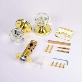 img 2 attached to Modern Gold/Polished Brass Octagon Door Knob With Lock - CLCTK Privacy Crystal Glass Interior For Bedroom/Bathroom