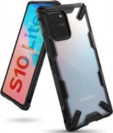 protect your galaxy s10 lite with ringke fusion-x: heavy duty clear back case for ultimate shockproof and rugged bumper protection in black logo