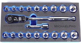 img 4 attached to 🔧 MichaelPro MP001001 3/8 inch Drive Socket Wrench Set, 20-piece, 12-Point Socket in SAE & Metric Sizes - Reversible & Flexible Low Profile Ratchet Wrench Handle, Extension Bar, EVA Tray - Red