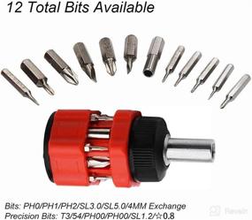 img 2 attached to 🔧 Red Ratcheting Stubby Screwdriver Set, Liangery 14-in-1 Short Stubby Screwdriver with Multi Bits including Slotted and Phillips, Nut Drivers