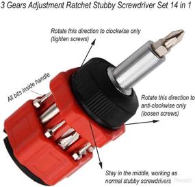 img 3 attached to 🔧 Red Ratcheting Stubby Screwdriver Set, Liangery 14-in-1 Short Stubby Screwdriver with Multi Bits including Slotted and Phillips, Nut Drivers