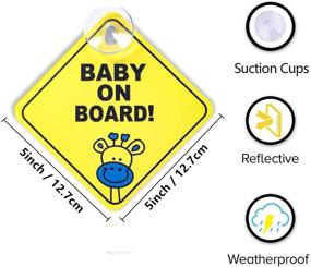 img 1 attached to 🚼 WildAuto Kids Safety Warning Sticker for Cars - Baby on Board Sign, 2Pcs Notice Board with Suction Cups