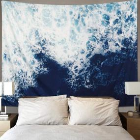 img 1 attached to KHOYIME Tapestry Wall Hanging Blue Ocean Wave Tapestry Sea Tapestry Nature Art Tapestry Sea Wall Decor For Bedroom Living Room Dorm (Blue, 58"X 79")