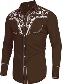 img 2 attached to Stylish and Embroidered Western Clothing: Daupanzees Sleeve Casual Men's Shirts