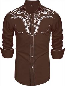 img 4 attached to Stylish and Embroidered Western Clothing: Daupanzees Sleeve Casual Men's Shirts