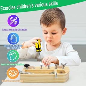 img 1 attached to 🔧 Montessori Screw Driver Board Set for Kids - Wooden Materials Toys for 3-5 Year Olds, Toddler Tools Set - Basic Skills Educational Learning Toy for Kids Toddlers in Preschool or Classroom