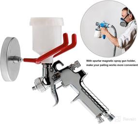 img 1 attached to Spurtar 2PCS Magnetic HVLP Spray Gun Holder - Gravity Feed Cup, Paint Shop Accessory for Spray Booth, Body Shop Wall - Spray Paint Can Stand