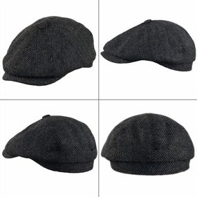 img 2 attached to Мужская 8-панельная твидовая кепка из 100% шерсти, плоская кепка для мальчика-пекаря