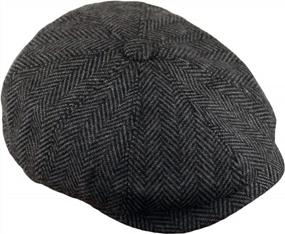 img 4 attached to Мужская 8-панельная твидовая кепка из 100% шерсти, плоская кепка для мальчика-пекаря