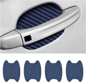 img 4 attached to Blue Carbon Fiber Car Door Handle Sticker Set - Ultimate Protection for Your Car Handles