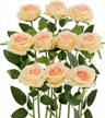 charming champagne artificial silk rose bouquets for weddings and home decor - pack of 10 logo