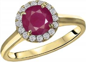 img 2 attached to Stunning Halo Style Ruby Engagement Ring In 14K Gold For Women - Voss+Agin .80 Carat Genuine Stone - H-I Color; I1 -I2 Clarity