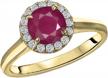 stunning halo style ruby engagement ring in 14k gold for women - voss+agin .80 carat genuine stone - h-i color; i1 -i2 clarity logo
