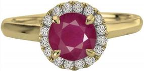 img 1 attached to Stunning Halo Style Ruby Engagement Ring In 14K Gold For Women - Voss+Agin .80 Carat Genuine Stone - H-I Color; I1 -I2 Clarity