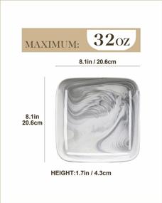 img 3 attached to Set Of 4 Large Ceramic Pasta Bowls, Durable Porcelain 32 Oz Square Serving Dishes For Salad, Microwave And Dishwasher Safe - MALACASA Series IVY