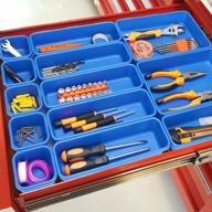 organize your tools in style with 42 pack tool box organizer tool tray dividers and rolling cabinet cart in blue - perfect for hardware, parts, screws, nuts and small tools storage and organization! logo