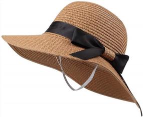 img 4 attached to Women'S Zsedrut Summer Beach Sun Hat With Bowknot - Foldable Visor Floppy Wide Brim Straw Cap