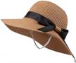 women's zsedrut summer beach sun hat with bowknot - foldable visor floppy wide brim straw cap logo