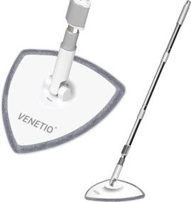 img 4 attached to VENETIO iMOP Triangle Floor Mop: Washable Microfiber Pad, Telescopic Flat Cleaning for Hardwood, Laminate, Tile - Refill for iMOP Spin Mop