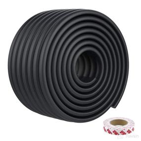 img 4 attached to 🧸 15.7ft Extra Wide Edge Protectors for Table, Desk, Fireplace - Baby Proofing Edge Guards with Adhesive Tapes (Black)