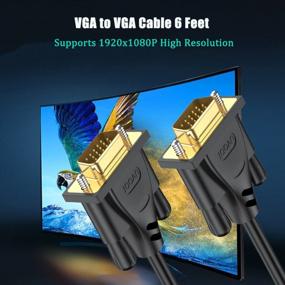 img 1 attached to High-Quality 6FT VGA To VGA Monitor Cable With Gold-Plated Connectors For HD 1080P Display On PC, Laptop, TV Or Projector - Male To Male SVGA Cord By UVOOI