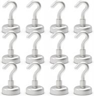 12-pack mhdmag magnetic hooks: super strong key holder with neodymium rare earth magnet for indoor/outdoor use with bbqs, grills, curtains, fridges, keys, and more logo
