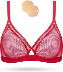 img 4 attached to Wingslove Women'S Sheer Lace Bralette: A Sexy Wireless Plunge Triangle For Confident Style