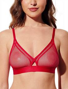 img 3 attached to Wingslove Women'S Sheer Lace Bralette: A Sexy Wireless Plunge Triangle For Confident Style
